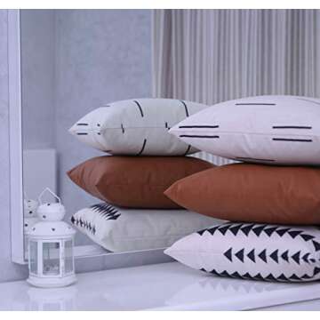 EFOLKI Boho Decorative Throw Pillow Covers for Couch and Bed 18x18 Set of 6 - Farmhouse Living Room Home Decor (Boho White)