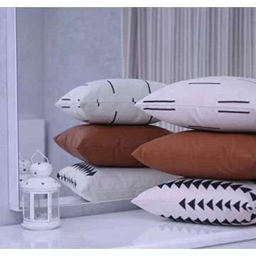 EFOLKI Boho Decorative Throw Pillow Covers for Couch and Bed 18x18 Set of 6 - Farmhouse Living Room Home Decor (Boho White)