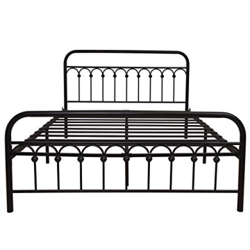 YALAXON Vintage Metal Queen Bed Frame with Headboard