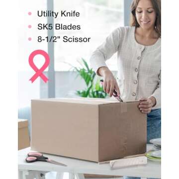 WORKPRO Pink Tool Kit - 236 Pieces Pink Tool Set with Easy Carrying Round Pouch, Household Tool Kit Perfect for DIY, Home Maintenance - Pink Ribbon