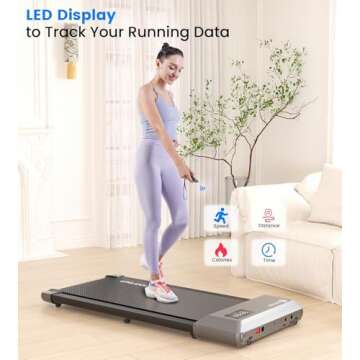 DeerRun Walking Pad 2 in 1 Under Desk Treadmill, 2.5HP Low Noise Walking Pad Running Jogging Machine with Remote Control for Home Office, Lightweight Portable Desk Treadmill Installation Free