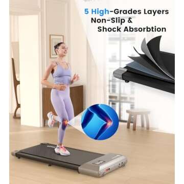 DeerRun Walking Pad 2 in 1 Under Desk Treadmill, 2.5HP Low Noise Walking Pad Running Jogging Machine with Remote Control for Home Office, Lightweight Portable Desk Treadmill Installation Free