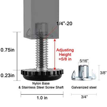Anwenk Stainless Steel Leveling Feet for Outdoor Furniture