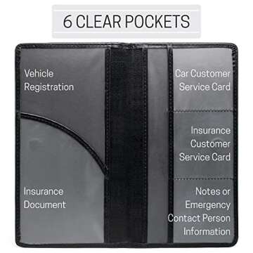 CANOPUS Car Registration and Insurance Holder, PU Leather Card Holder, Vehicle Glove Box Organizer for Auto, SUV, Truck, Black