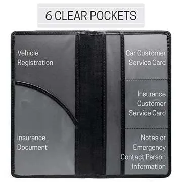 CANOPUS Car Registration and Insurance Holder, PU Leather Card Holder, Vehicle Glove Box Organizer for Auto, SUV, Truck, Black