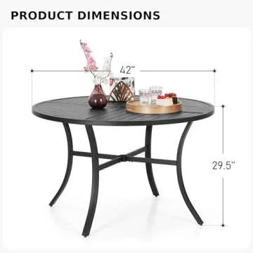 MFSTUDIO 42" Outdoor Dining Table with Umbrella Hole