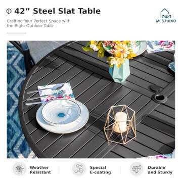 MFSTUDIO 42" Outdoor Dining Table with Umbrella Hole