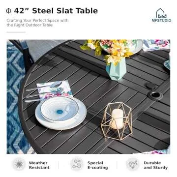 MFSTUDIO 42" Outdoor Dining Table with Umbrella Hole