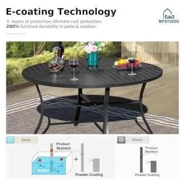 MFSTUDIO 42" Outdoor Dining Table with Umbrella Hole