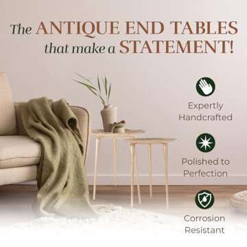 Elegant OBJET D'ART Gold End Table Set for Any Space