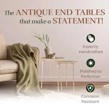 Elegant OBJET D'ART Gold End Table Set for Any Space