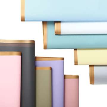 Pajean 100 Sheets Flower Wrapping Paper Gold Edge Bouquet Wrapping Paper Assorted Korean Flower Bouquet Wrap Waterproof Florist Paper for Mother's Day Gifts Packaging Wrapping Supplies(Vivid Color)
