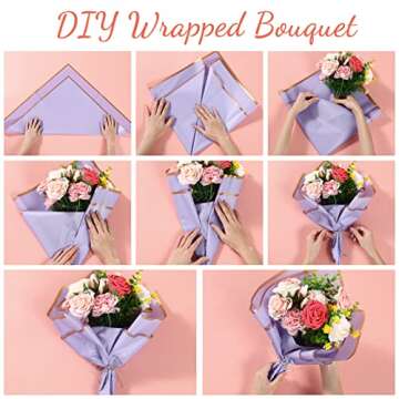 Pajean 100 Sheets Flower Wrapping Paper Gold Edge Bouquet Wrapping Paper Assorted Korean Flower Bouquet Wrap Waterproof Florist Paper for Mother's Day Gifts Packaging Wrapping Supplies(Vivid Color)