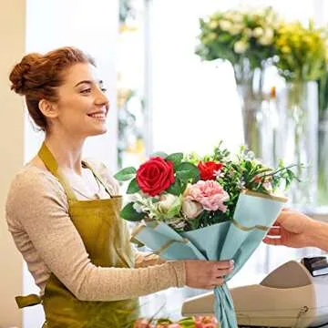 Pajean 100 Sheets Flower Wrapping Paper Gold Edge Bouquet Wrapping Paper Assorted Korean Flower Bouquet Wrap Waterproof Florist Paper for Mother's Day Gifts Packaging Wrapping Supplies(Vivid Color)