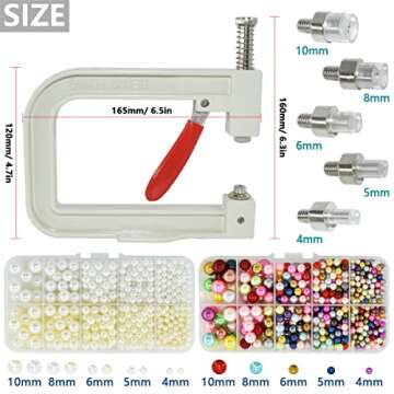 5400pcs Pearl Beads Hand Press Pearl Setting Tool Set, Beads Rivet Fixing Machine, DIY Handmade Pear...