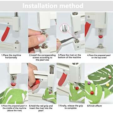 5400pcs Pearl Beads Hand Press Pearl Setting Tool Set, Beads Rivet Fixing Machine, DIY Handmade Pearl Setting Machine with Beads Nails Screw Heads Tweezers Wrench Trays for DIY Crafts Accessories