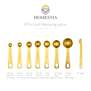 Stylish Gold Measuring Spoons Set - 8PCS for Cooking
