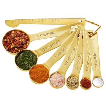 Stylish Gold Measuring Spoons Set - 8PCS for Cooking