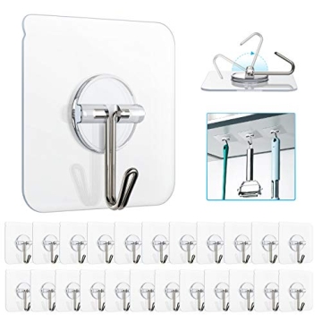 ZNBEN Adhesive Hooks 13 LB Removable Transparent Wall Hooks