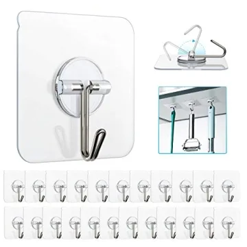 ZNBEN Adhesive Hooks – Removable and Strong Transparent Wall Hooks for Easy Organization