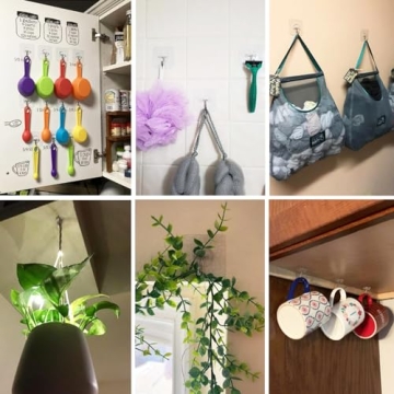 ZNBEN Adhesive Hooks 13 LB Removable Transparent Wall Hooks