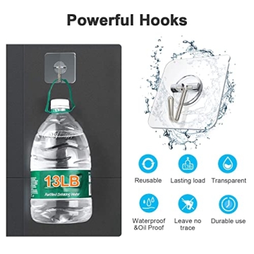 ZNBEN Adhesive Hooks 13 LB Removable Transparent Wall Hooks