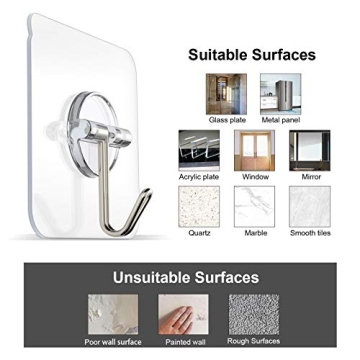 ZNBEN Adhesive Hooks 13 LB Removable Transparent Wall Hooks