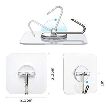 ZNBEN Adhesive Hooks 13 LB Removable Transparent Wall Hooks