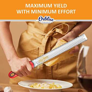Orblue Lemon Zester & Cheese Grater - Premium Citrus Zester, Kitchen Grater for Parmesan, Chocolate,...