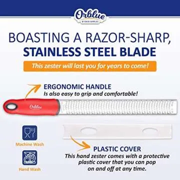Orblue Lemon Zester & Cheese Grater - Premium Citrus Grater