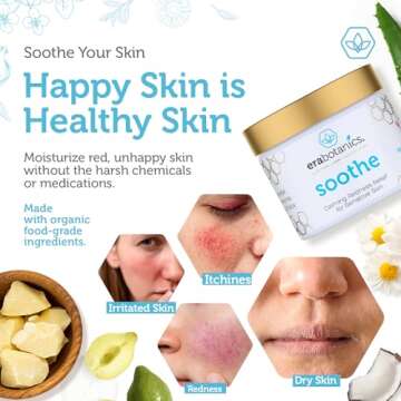 Era Organics Cream Redness Relief Moisturizer- Soothing Redness Relief for Face with Manuka Honey, MSM, Chamomile - Calming Moisturizer Made in USA