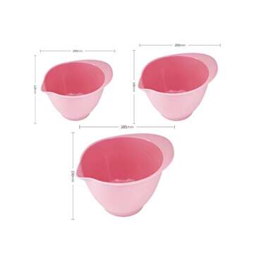M&B GWPP Melamine Plastic Round Salad Bowl with Pouring Spout & Anti-Slip Bottom, Set of 3 assorted ...