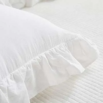 Mywinlle Shabby Off White Ruffle Pillow Shams Set of 2