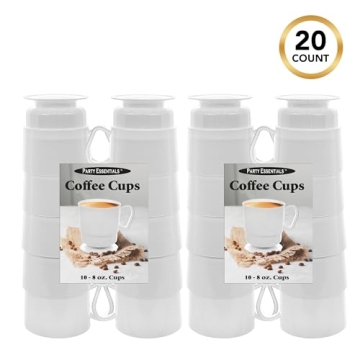 Party Essentials 8-Ounce Hard Plastic Coffee Cups, 20-Count