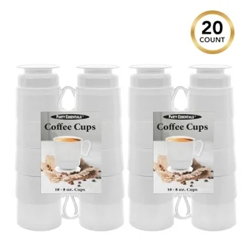 Party Essentials 8-Ounce Hard Plastic Coffee Cups, 20-Count
