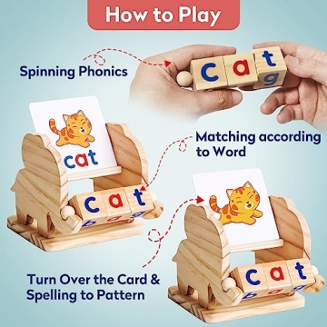 ShyLizard Educational Wooden Reading Block Toys for Toddlers