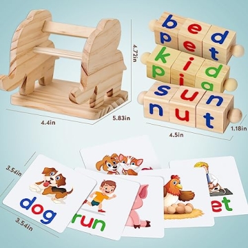 ShyLizard Educational Wooden Reading Block Toys for Toddlers