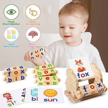 ShyLizard Educational Wooden Reading Block Toys for Toddlers