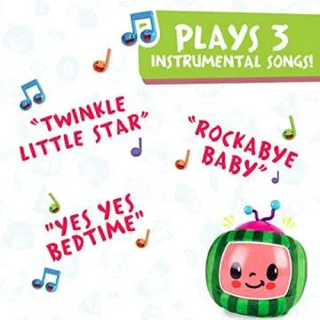 Sunny Days Entertainment CoComelon Official Musical Projector Night Light | Soft Plush Melon Body | Plays Bedtime Songs and Lights Up | Sleep Soother for Toddlers