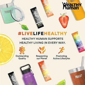 Healthy Human Stainless Steel Tumbler with Straw & Lid | Splash Proof Insulated Travel Cup | Eco-Friendly Coffee Tumblers | Water Cups with Straws Cleaner and Splash Proof Lids (20oz, Glacier)