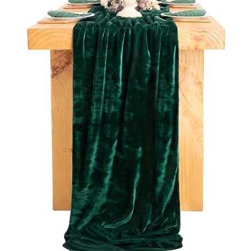 Socomi 4pcs Emerald Green Velvet Table Runner 20 x 120 Inches 10ft Luxurious Thick Cotton Christmas Thanksgiving Wedding Runner for New Year Bridal Shower