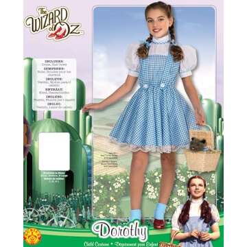 Rubies Girl's Wizard of Oz Deluxe Dorothy Costume Dress, Medium