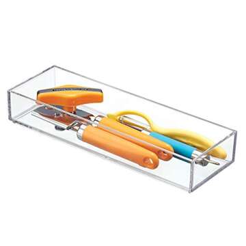 iDesign 40910M4 Clarity Organizer for Vanity and Bathroom Drawers, 4 x 12 x 2 Inches, Medium - Set of 4, 4 Count