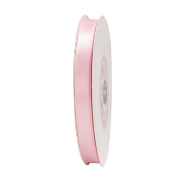 VATIN Solid Color Double Faced Light Pink Satin Ribbon 3/8" Wide 50-Yards Long Perfect for Wedding Decor, Crafts, Bow Making, Sewing, Gift Package Wrapping and Other Projects