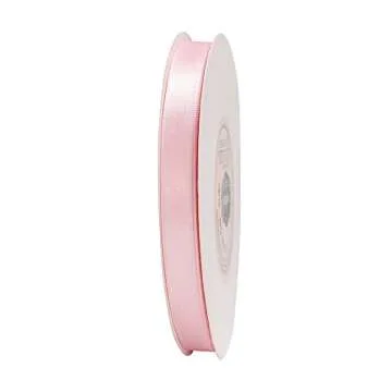 VATIN Solid Color Double Faced Light Pink Satin Ribbon 3/8" Wide 50-Yards Long Perfect for Wedding Decor, Crafts, Bow Making, Sewing, Gift Package Wrapping and Other Projects