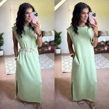 GRECERELLE Women Casual Maxi Dress with Pockets