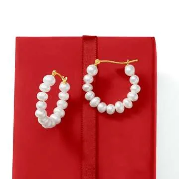Ross-Simons 4-5mm Cultured Pearl Hoop Earrings in 14kt Yellow Gold