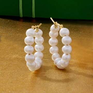 Ross-Simons 4-5mm Cultured Pearl Hoop Earrings in 14kt Yellow Gold