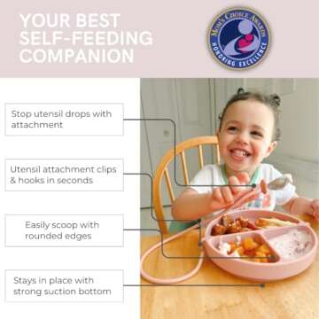DropLess Plate, Silicone Suction Plates for Baby With Utensil Attachment, Toddler Plates, Baby Plate...