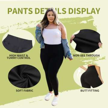 NexiEpoch Plus Size Leggings - High Waisted Tummy Control Soft Yoga Pants for Women